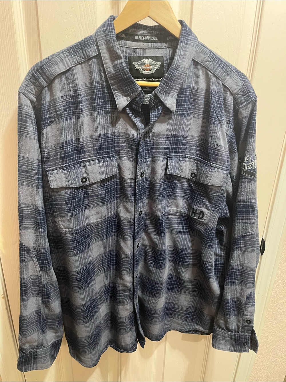 Harley-Davidson Navy & Gray Plaid Flannel